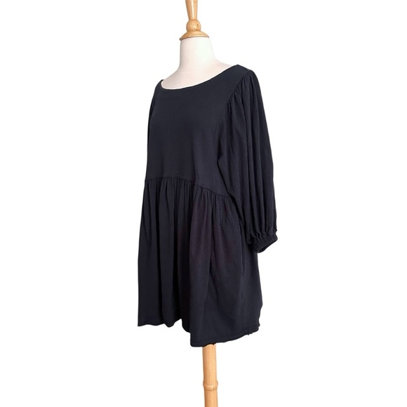 FREE PEOPLE Beach Get Obsessed Relaxed Gauzy Babydoll Mini Dress Black Sz Small - Picture 8 of 13